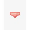 Simone Perele Womens Allure Shorty Embroidered Mesh Briefs Coralia Red