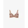 Simone Perele Womens Saga Floral-embroidered Plunge Stretch-mesh Bra Tender Brown
