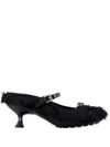 Simone Rocha 60mm Fur-trimmed Buckle Mules In Black