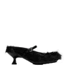 Simone Rocha 60mm Fur-trimmed Buckle Mules In Black