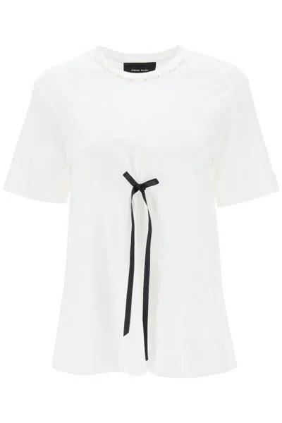Simone Rocha A-line T-shirt With Bow Detail In Bianco