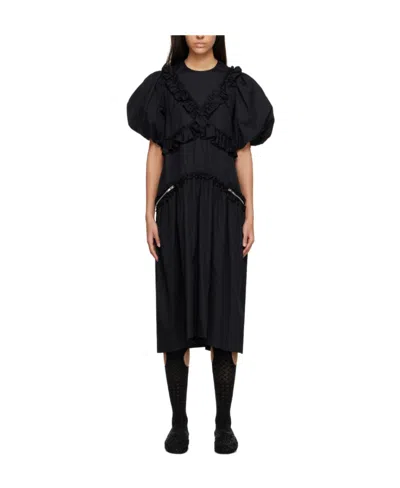 Simone Rocha Black Ruffle Midi Dress