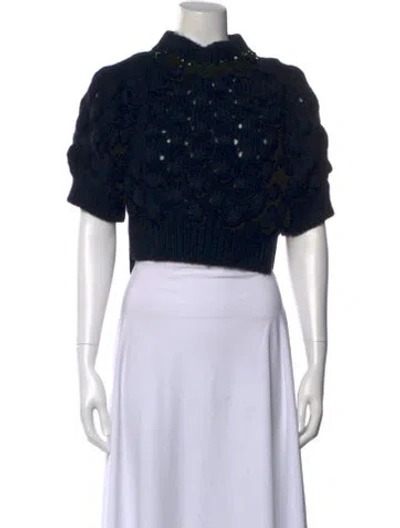 Pre-owned Simone Rocha Alpaca Mock Neck Sweater In Blue