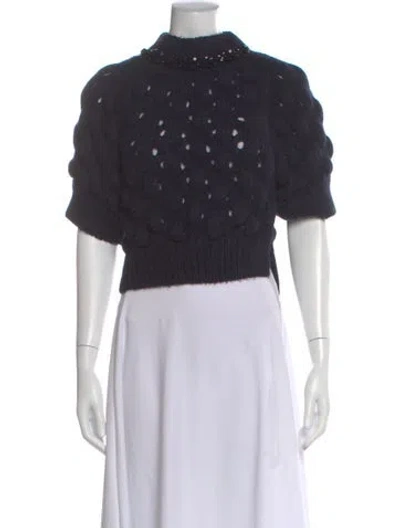 Pre-owned Simone Rocha Alpaca Mock Neck Sweater In Blue
