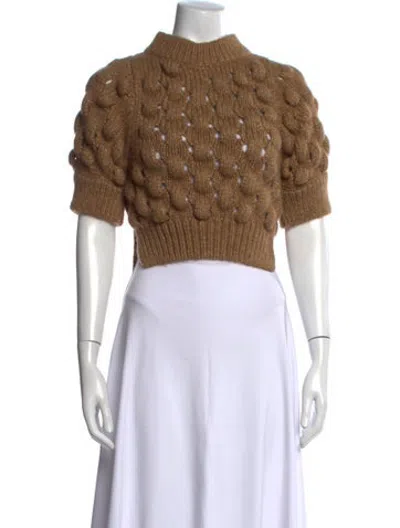 Pre-owned Simone Rocha Alpaca Mock Neck Sweater In Brown