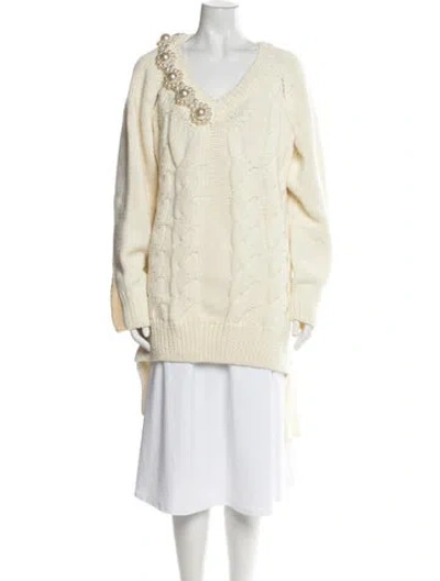 Pre-owned Simone Rocha Alpaca V-neck Sweater In Neutral