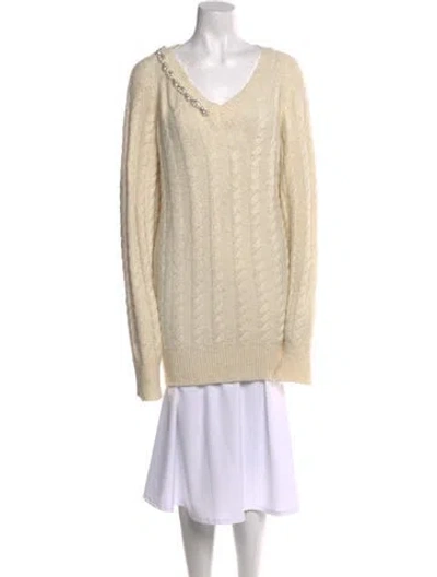 Pre-owned Simone Rocha Alpaca V-neck Sweater In Neutral