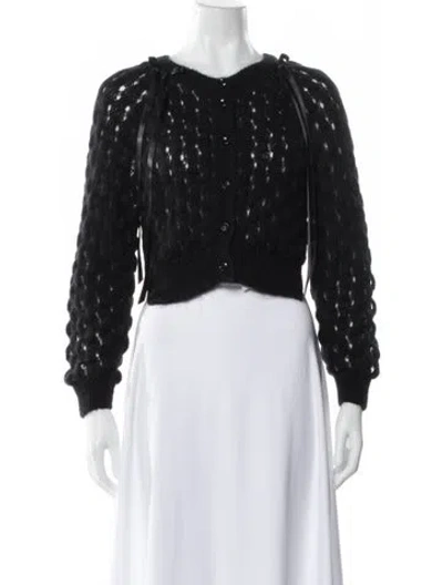 Pre-owned Simone Rocha Animal Print Bateau Neckline Sweater In Black