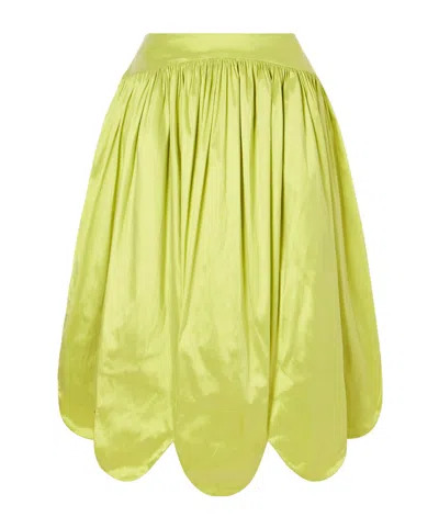 Simone Rocha Asque-style Midi Skirt With Petal-shaped Hem In Green