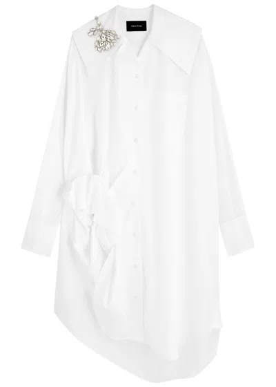 Simone Rocha Asymmetric Crystal-embellished Cotton Shirt
