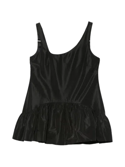 Simone Rocha Asymmetric-neck Ruffled Top In Black