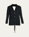 Simone Rocha Back Cut Out Bow Wool Blazer In Black