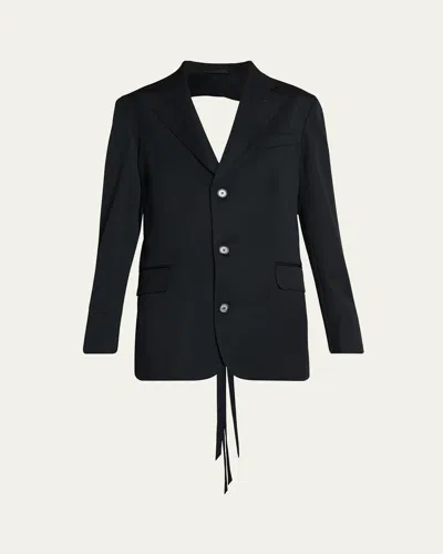 Simone Rocha Back Cut Out Bow Wool Blazer In Black
