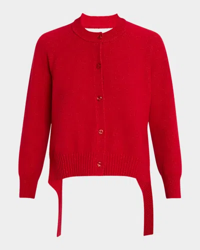Simone Rocha Backless Long Sleeve Wool Cardigan In Red