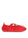 Simone Rocha Grip Cross-strap Pleated Ballet Flats In Red