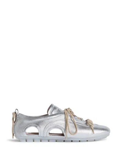 Simone Rocha Ballerina Grip Cutout-details Sneakers In Silver