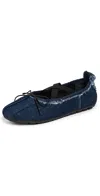 Simone Rocha Embellished Denim Grip Ballerina Flats In Blue