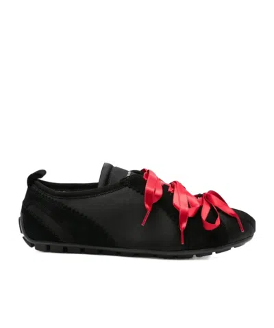 Simone Rocha Ballerina Grip Satin Ribbon Sneakers In Black