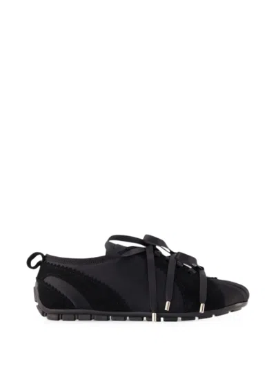 Simone Rocha Ballerina Grip Satin Sneakers In Black
