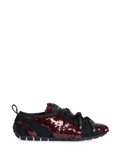 Simone Rocha Ballerina Grip Sequin-embellished Sneakers In Burgundy