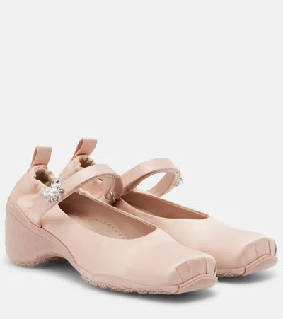 Simone Rocha Ballet Runner Crystal-embellished Satin Pumps In Pink
