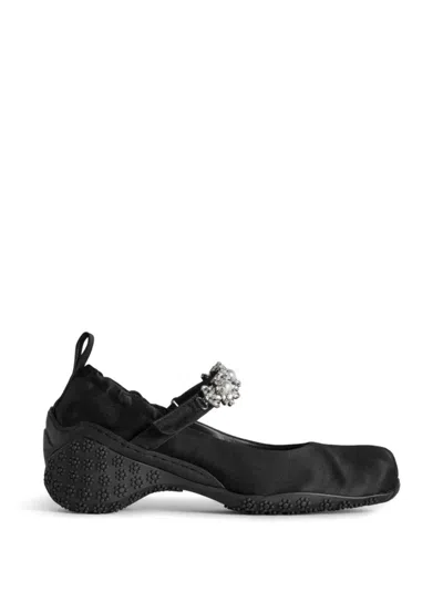 Simone Rocha Ballet Shoes With Decorative Ribbons In Black