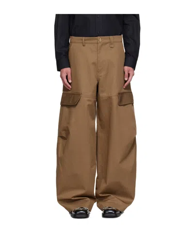 Simone Rocha Khaki Balloon Knee Pleat Cargo Pants In Brown