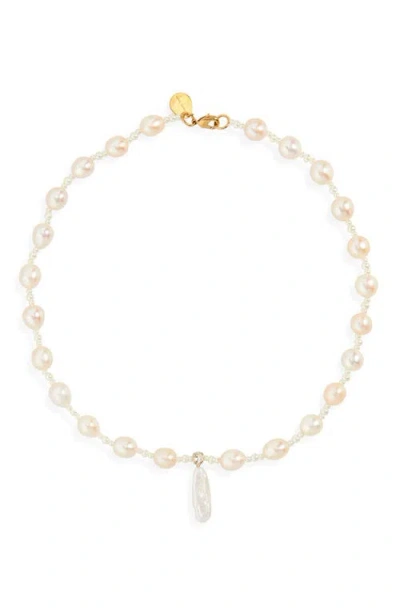 Simone Rocha Baroque Pearl Necklace In Pearl/crystal