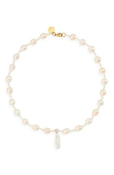 Simone Rocha Baroque Pearl Necklace In Silver