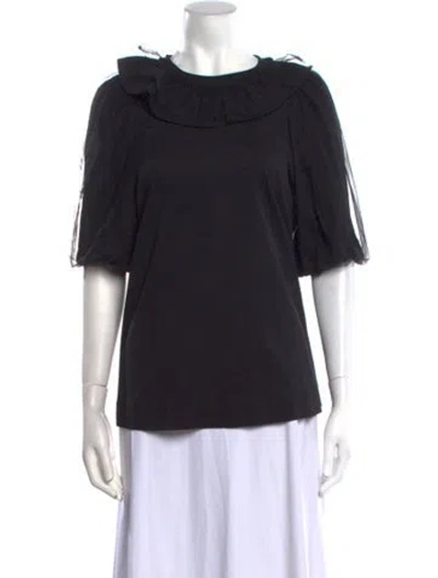 Pre-owned Simone Rocha Bateau Neckline Short Sleeve Blouse In Black