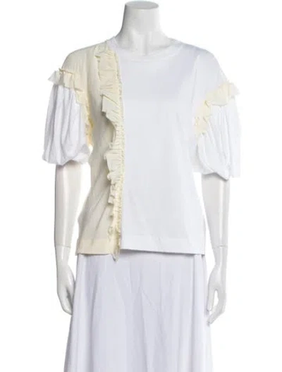 Pre-owned Simone Rocha Bateau Neckline Short Sleeve Blouse In White