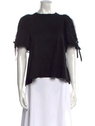 Pre-owned Simone Rocha Bateau Neckline Short Sleeve Top In Black