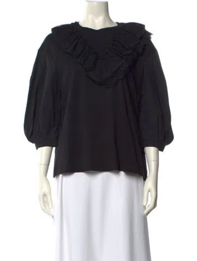 Pre-owned Simone Rocha Bateau Neckline Three-quarter Sleeve Blouse In Black