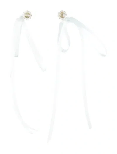 Pre-owned Simone Rocha Bead & Ribbon Bow Drop Earrings In Blue