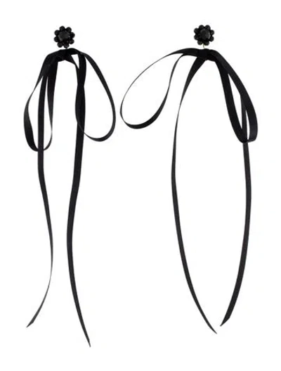 Pre-owned Simone Rocha Bead And Ribbon Drop Earrings In Black