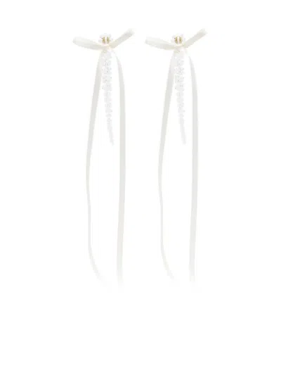 Simone Rocha Bead-emellished Drop Earrings In 白色