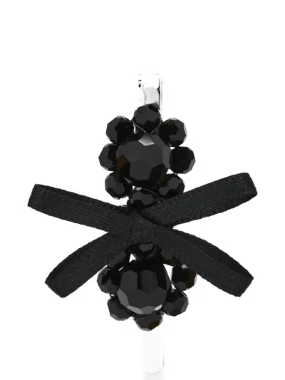 Simone Rocha Beaded Bow Hair Accessory In Black