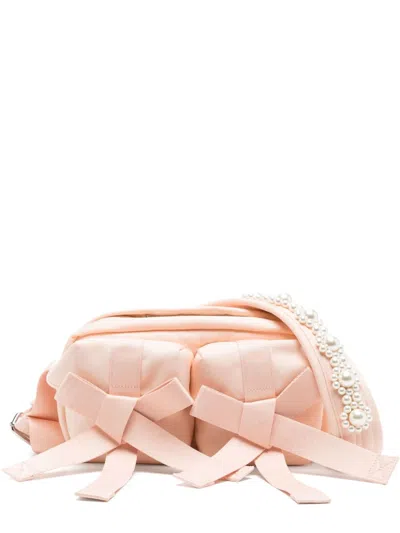 Simone Rocha Beaded Classic Bow Crossbody Bag In Pink