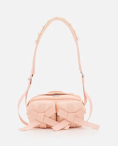 Simone Rocha Beaded Classic Bow Crossbody Bag In Rose