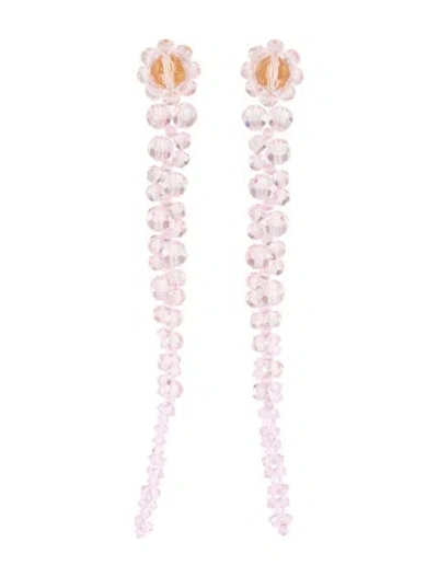 Pre-owned Simone Rocha Beaded Drop Earrings In Pink/yellow