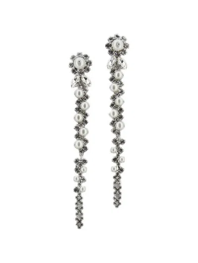 Simone Rocha Beaded Flower Earrings In Metallic