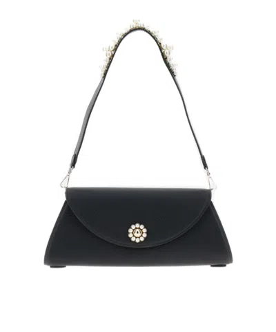 Simone Rocha Beaded Long Pochette Valentine Bag In Black