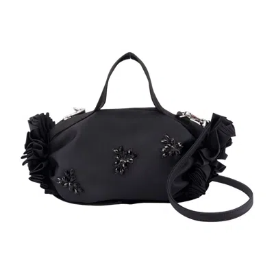 Simone Rocha Beaded Rosette Embellished Shoulder Bag In Black