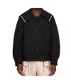 Simone Rocha Beaded Sailor Collar Workwear Jacket In Black