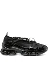 Simone Rocha Crystal Buckle Tracker Leather-trimmed Shoes In Black