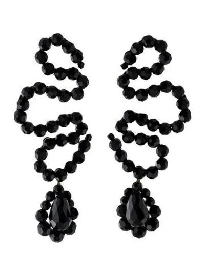 Pre-owned Simone Rocha Beaded Wiggle Drop Earrings In Black