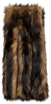 Simone Rocha Beige & Brown Triple Slit Faux Fur Scarf In Beige