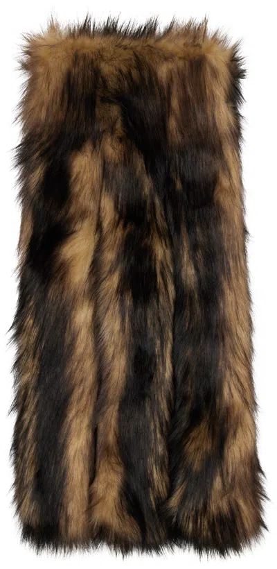 Simone Rocha Beige & Brown Triple Slit Faux Fur Scarf