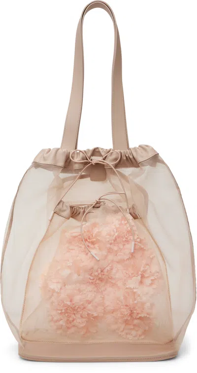 Simone Rocha Beige Carnation Pocket Tote In Nude