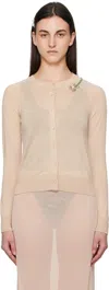 Simone Rocha Beige Classic Long Sleeve Cardigan In Camel/pink Multi